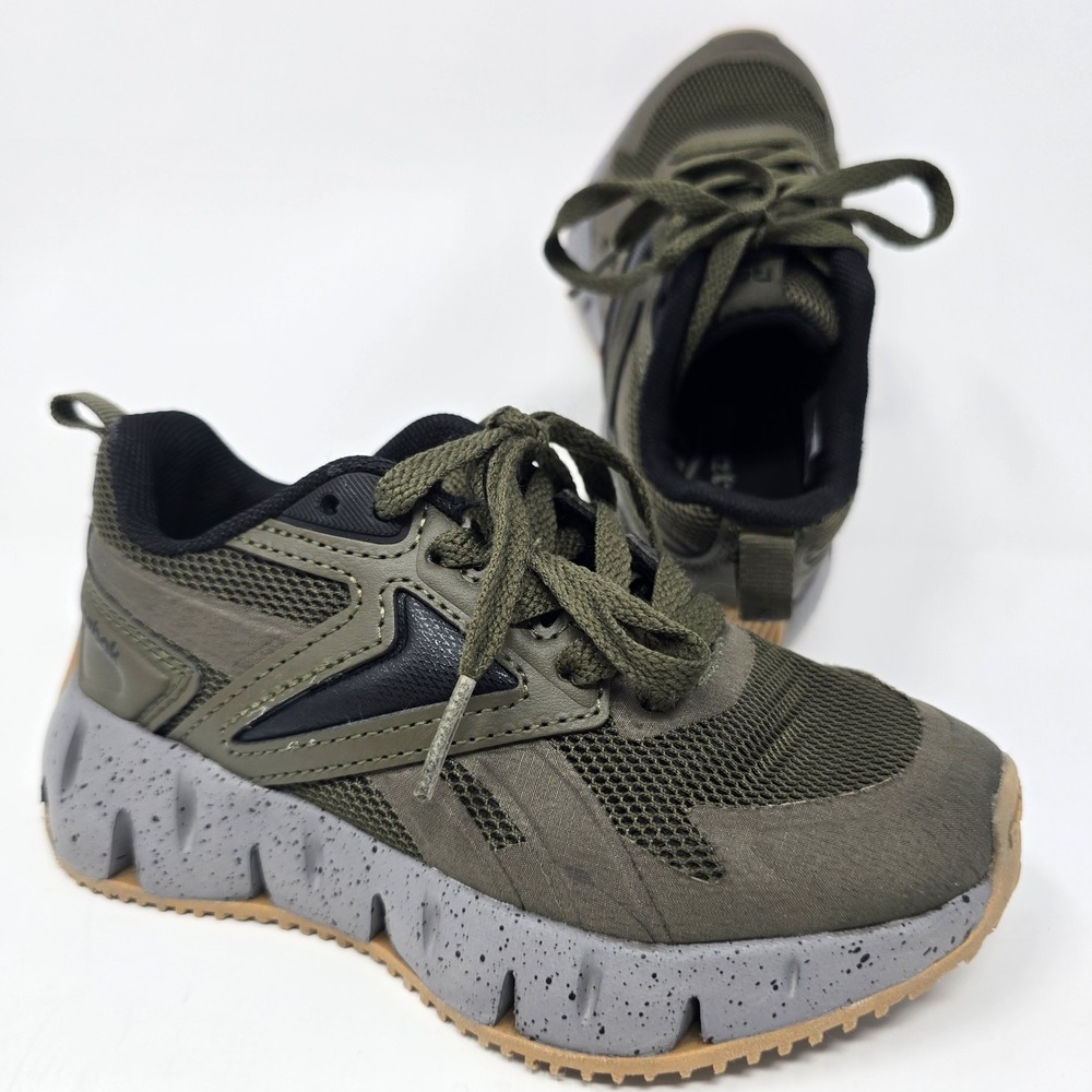 Reebok Zig Dynamica Kids Army Green Grey Speckled Sneakers 11 1C9SBFXf04194